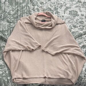 No 11 Los Angeles Cowl Neck Pink/Cream Short Sleeve Sweater
